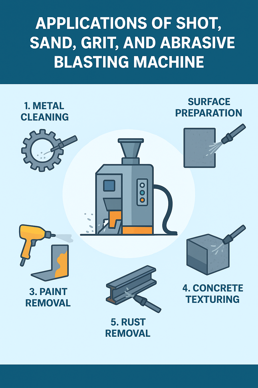 Applications of Shot, Sand, Grit, and Abrasive Blasting Machine